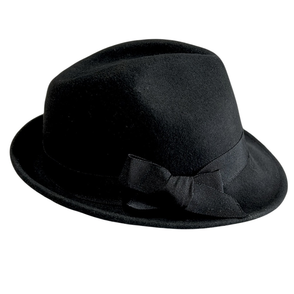 Scala 100% Wool Felt Fedora Hat Black Packable Crushable Adjustable Unisex